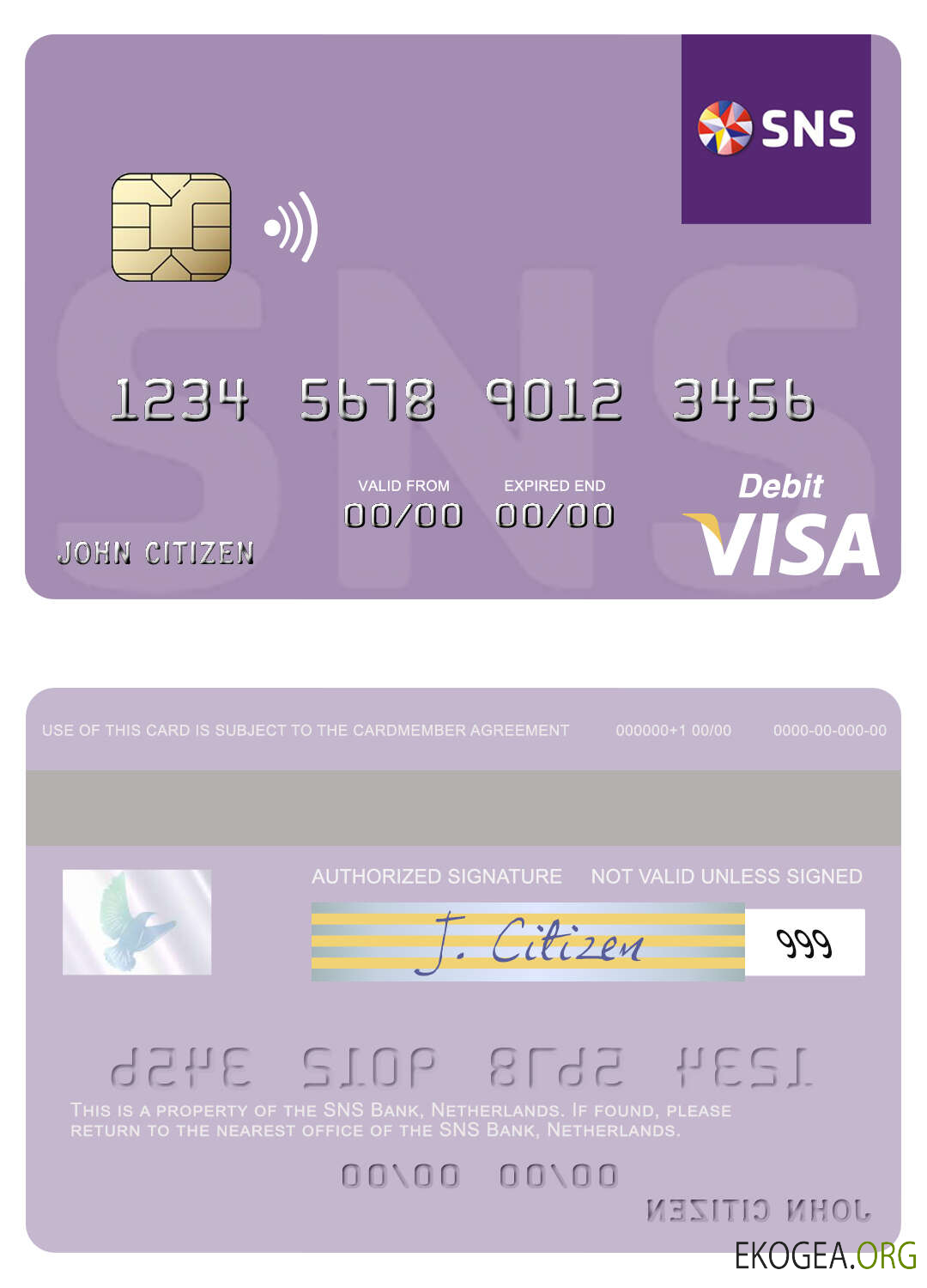 Carte de débit visa de la SNS Bank des Pays Bas